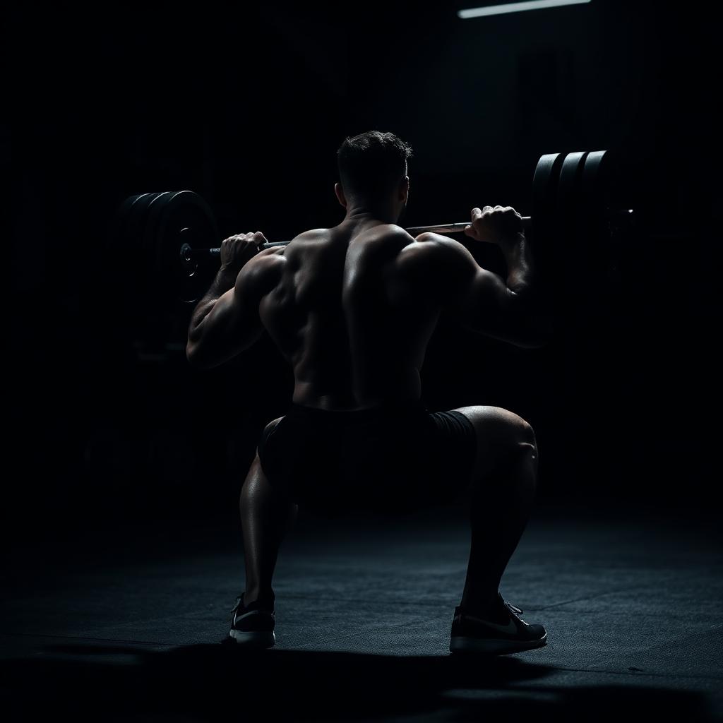 Athlete performing a heavy back squat